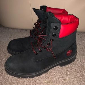 Authentic Black and Red Timberlands